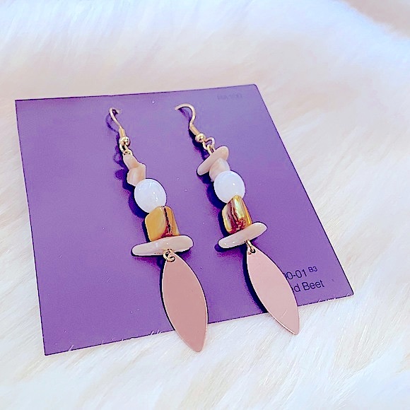 *Pretty Handmade Dangles w/Natural Healing Stones•Rose Gold•Charm•Hook Earring - Picture 10 of 16